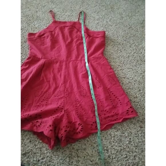Francesca’s Blue Rain Brick Red Lined Romper Spaghetti Straps, NWT, Sz Large - Picture 4 of 10